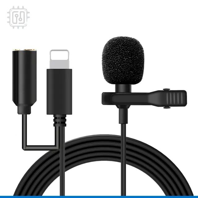 Microfone Lapela Lightning Conector Fêmea de 3,5mm Para iPhone iPad 