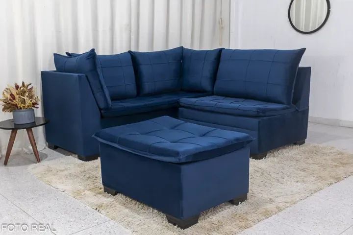 Sofá Canto 5 lugares com Puff Viena . Produto Novo. Pronta Entrega.