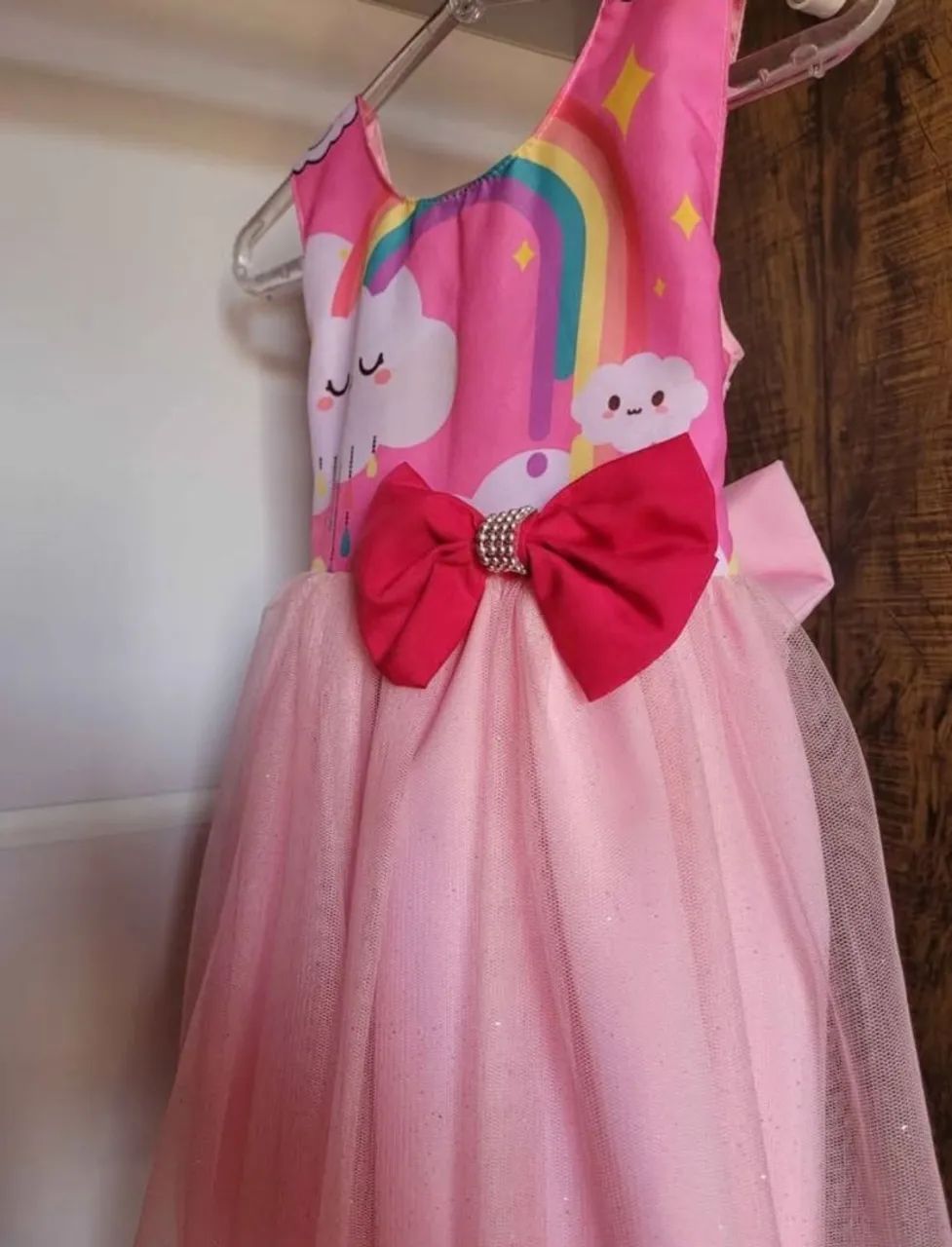 Vestido infantil festa Rosa Nuvem brilho - Foto 2