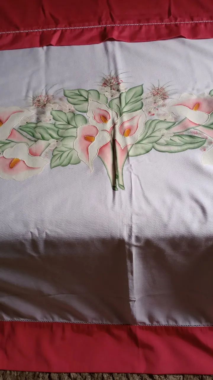 Colcha de Cama solteiro com Pintura Floral feita a mão com muita delicadeza. - Foto 2
