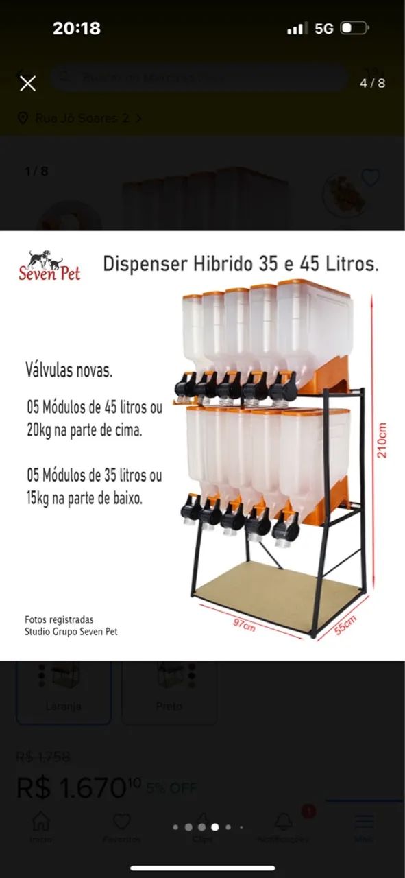 Vendo Dispenser para grãos e ração 