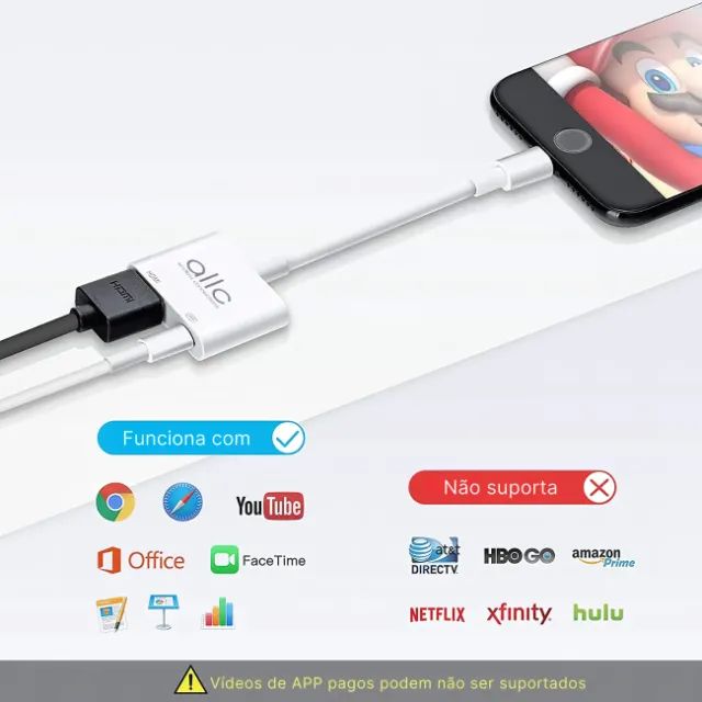 Cabo Adaptador Lightning Para Hdmi + Usb Otg - iPhone iPad - Foto 2