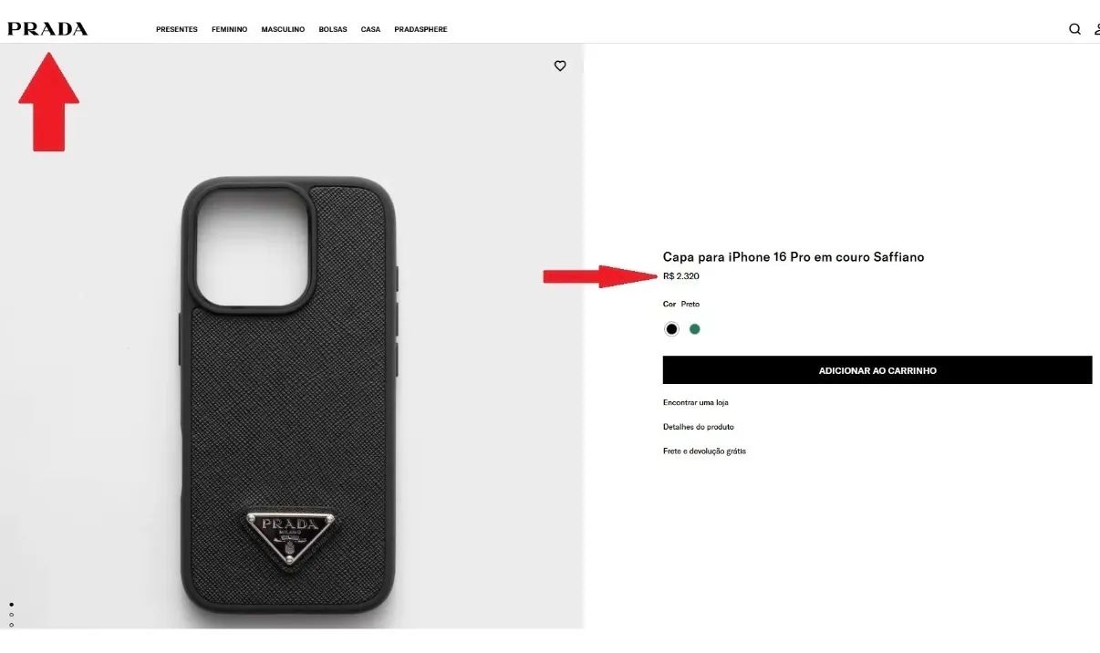 Capa Prada Para Iphone 15 Pro Em Couro Saffiano (original) - Preto - Foto 4