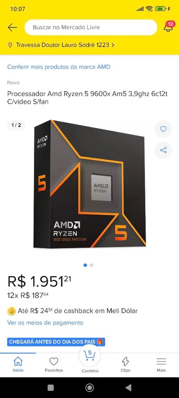 Processador AMD Ryzen 5 9600x Novo Lacrado. 64312423918978120
