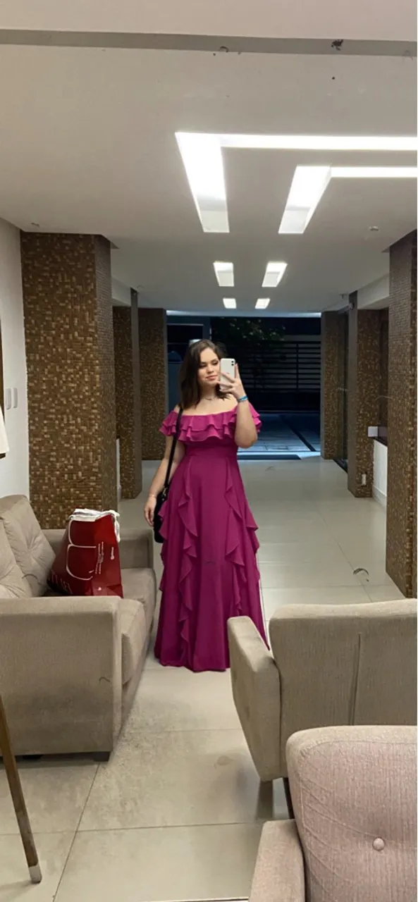 Vestido de festa longo rosa