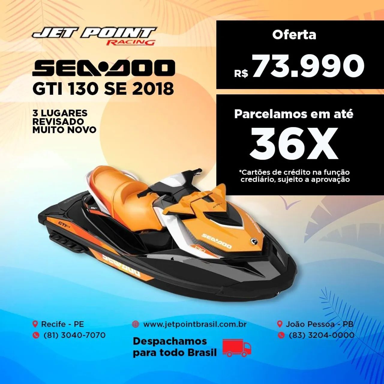 JET SKI SEA DOO GTi 130 SE 2018, Muito Novo, Parcelamos 36x
