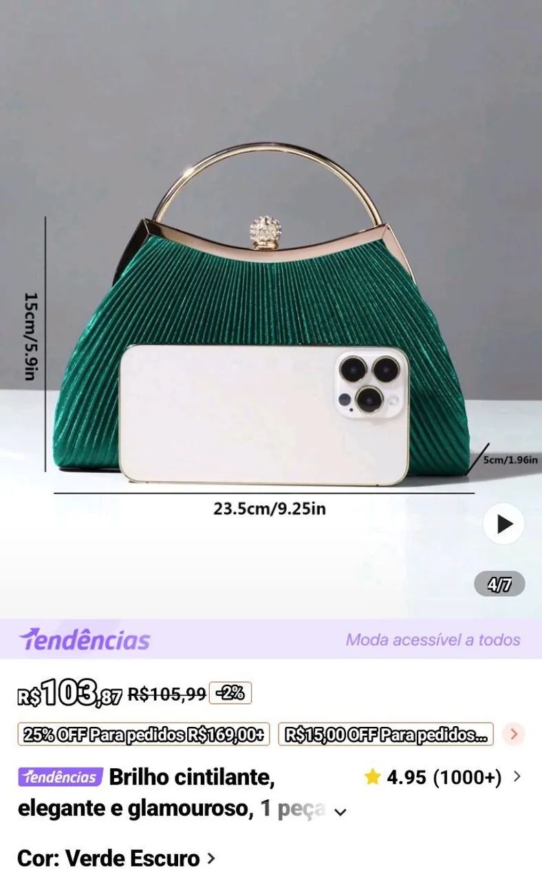 Bolsa verde esmeralda nova  - Foto 3