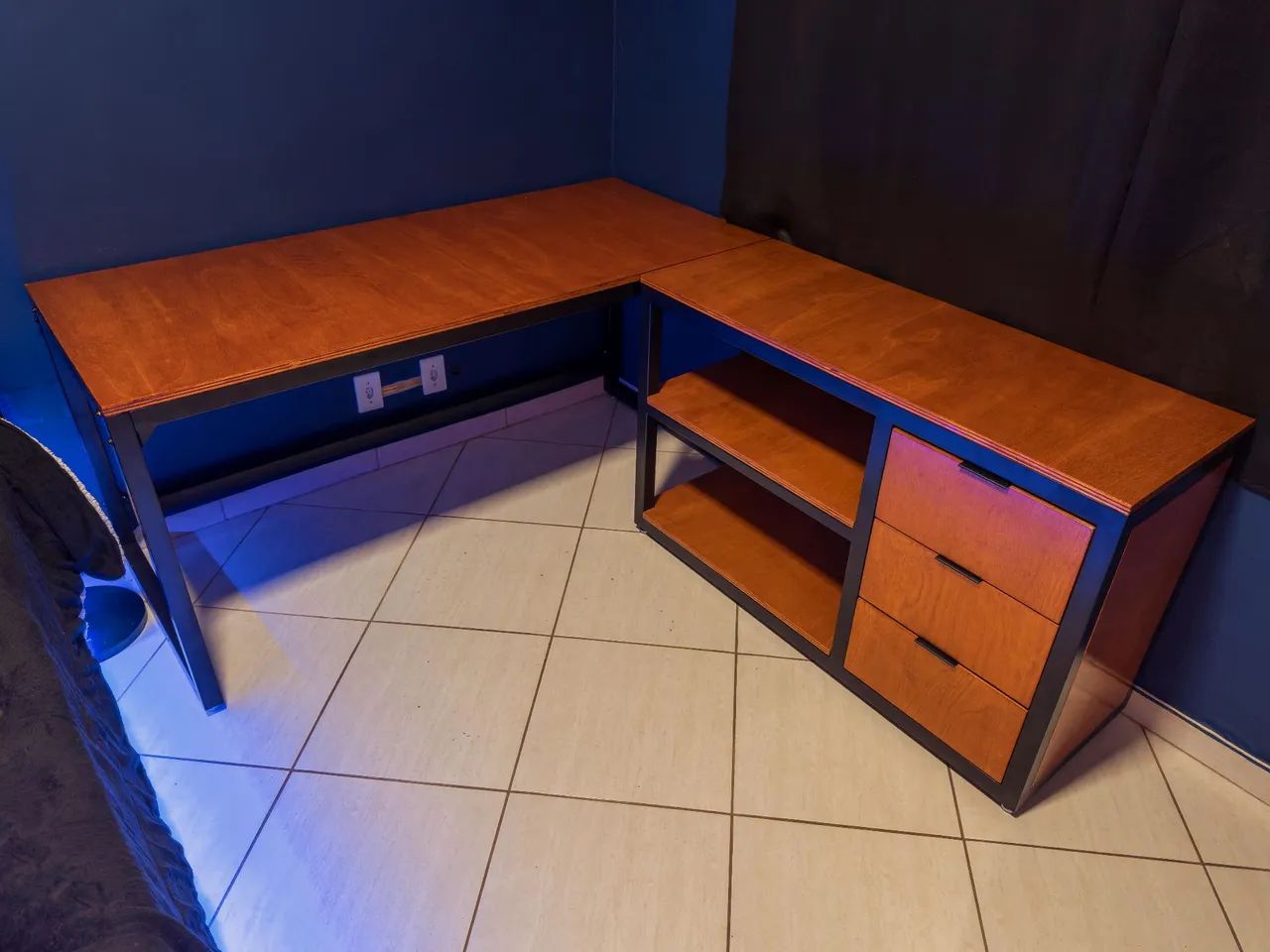Escrivaninha Estilo Industrial em L sob medida!!! Mesa home office escritório!