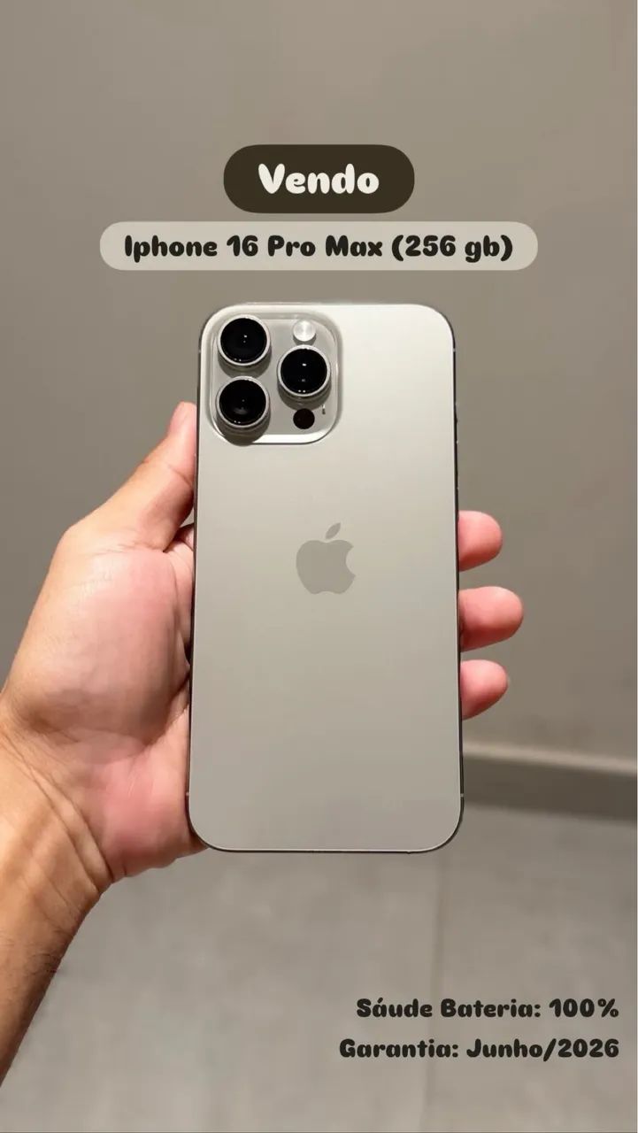 Iphone 16 PRO MAX 256gb 100% bateria, com garantia apple