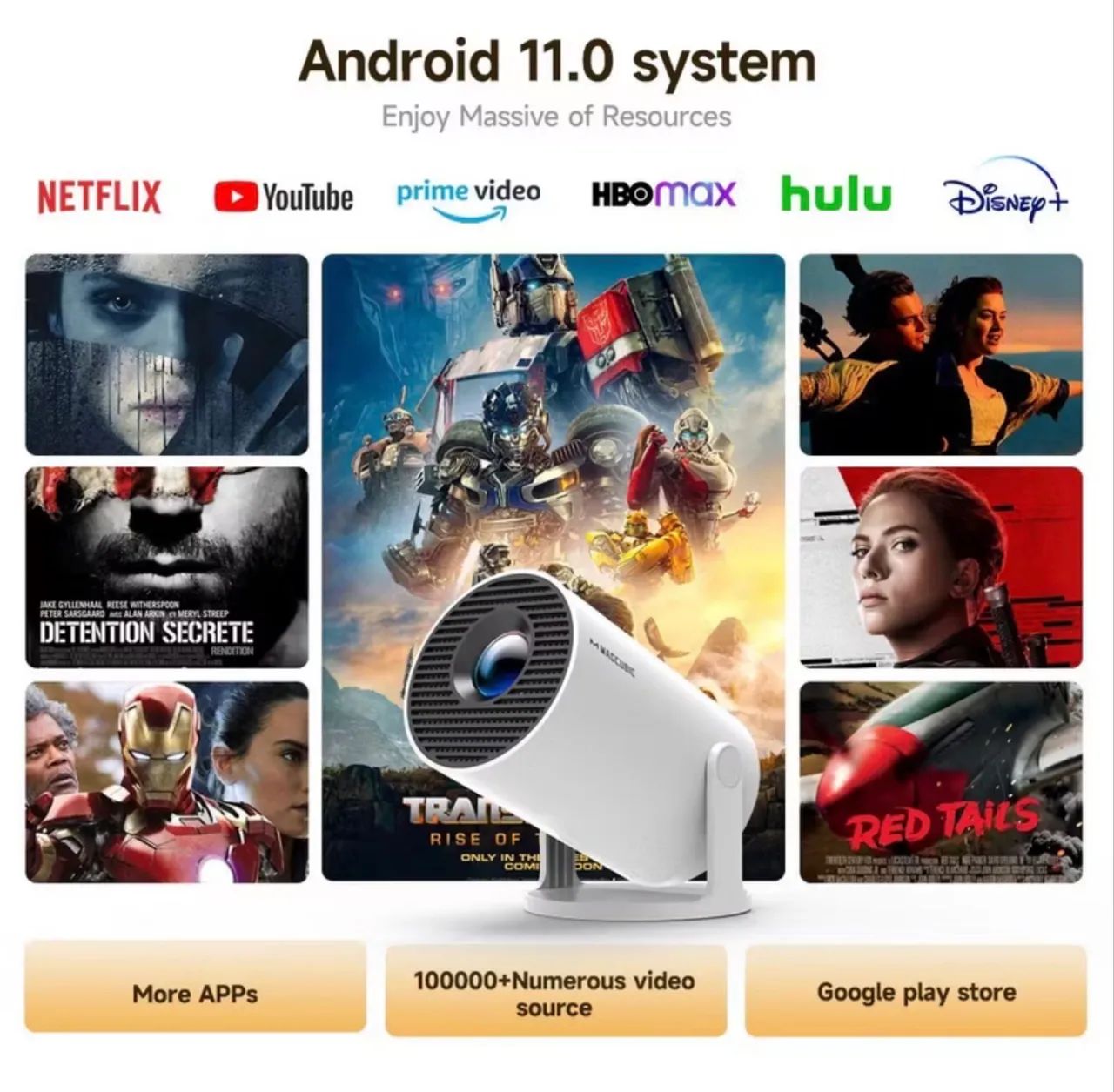 4k Megacubic HY300 Projector with Android64297492950145124