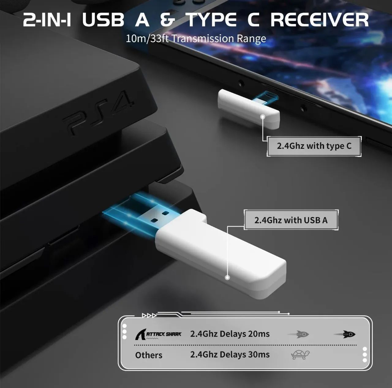 Headset Gamer Attack Shark L80 Tri-mode. @importech_084 - Foto 4