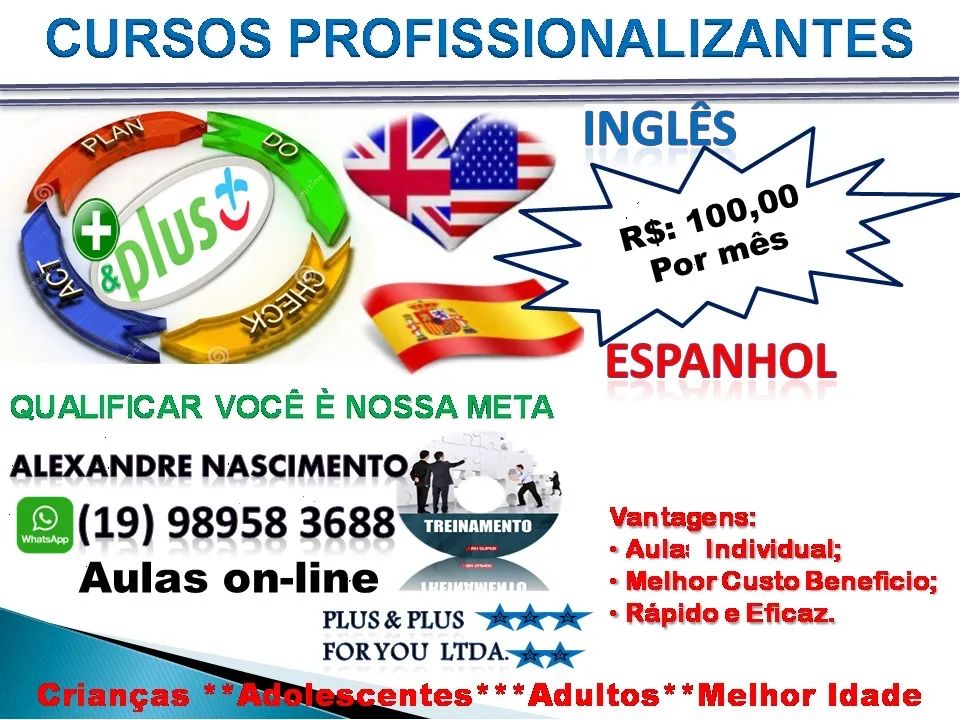 Curso Inglês ou Espanhol On-line