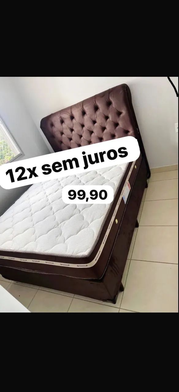 Cama box colchão base novo