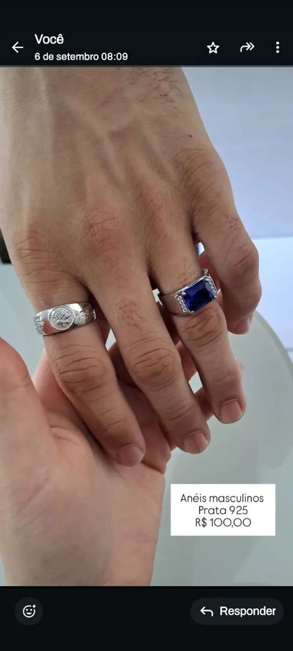 Anel em prata 925 pedra azul  - Foto 2