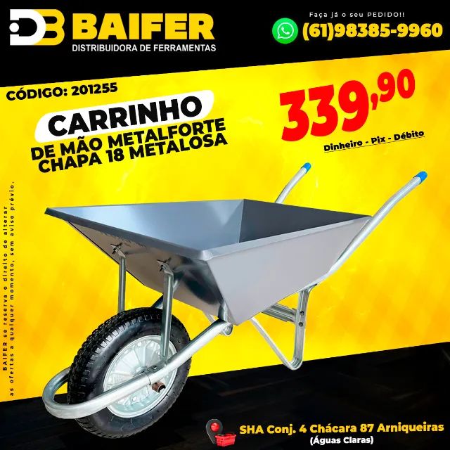 Carrinho de Mão Metalforte Chapa 18 Metalosa