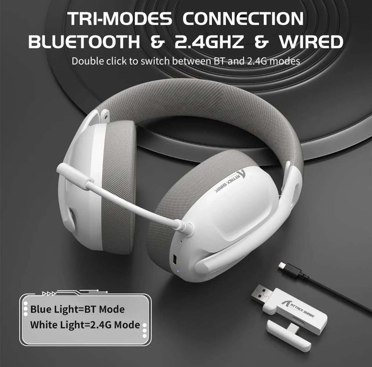 Headset Gamer Attack Shark L80 Tri-mode. @importech_084 - Foto 3