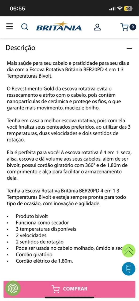 Escova Rotativa Britânia Gold 1300W Bivolt - Foto 4