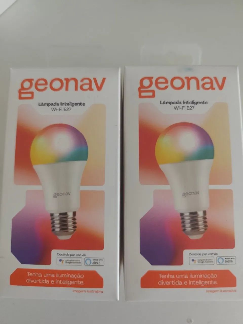 2 Lâmpadas Inteligente Geonav Wi-Fi E27 - Controle por Voz