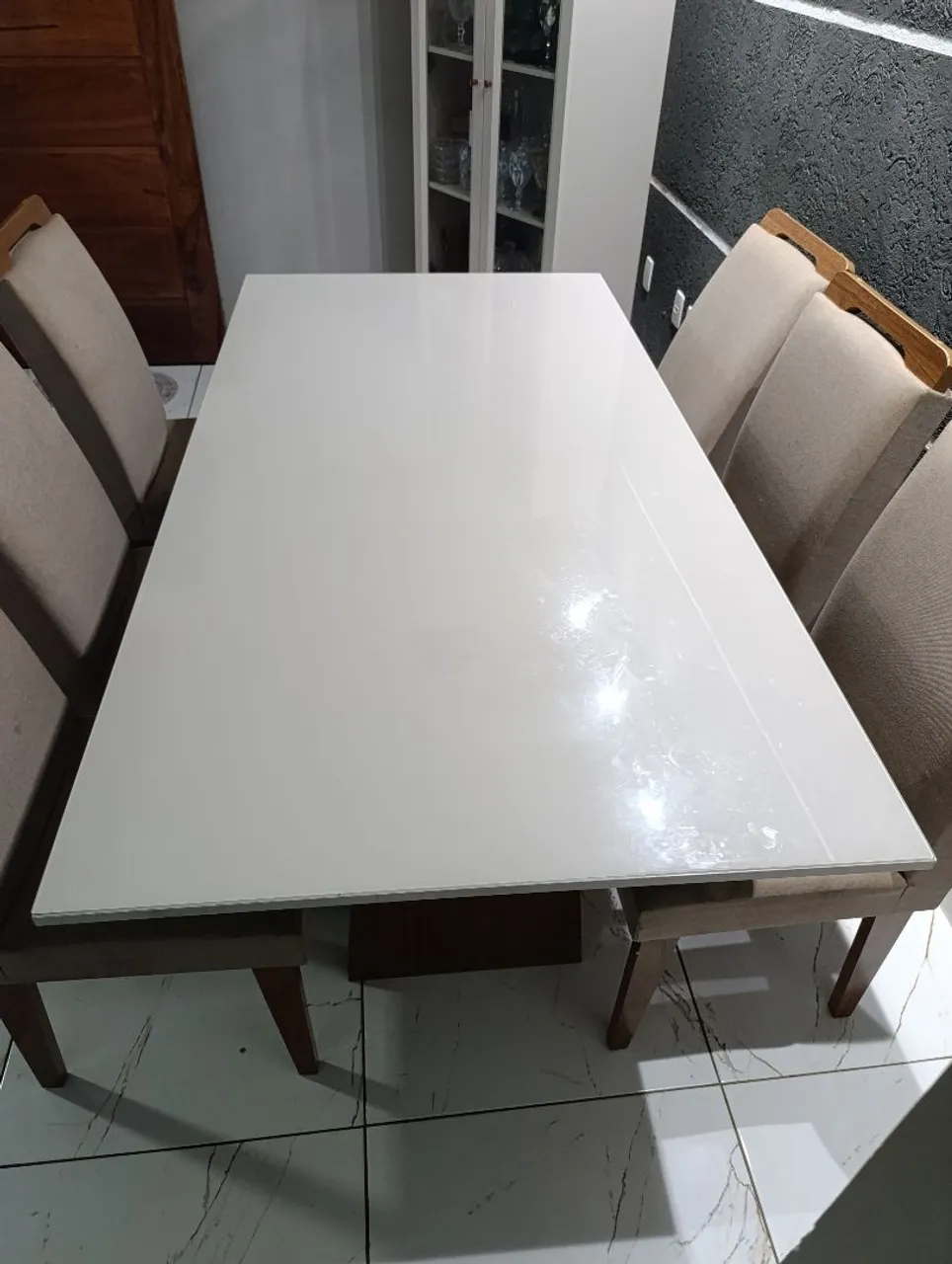 Mesa de Jantar com 6 cadeiras Elegante - Branco