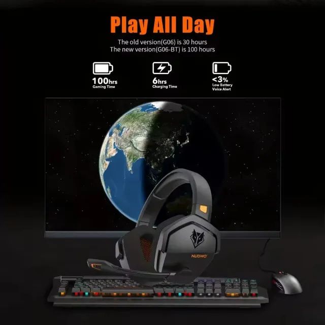 Fone de ouvido para jogos NUBWO G06 para PS5, PS4, XBOX, PC, Mac, 2,4 GHz  - Foto 6