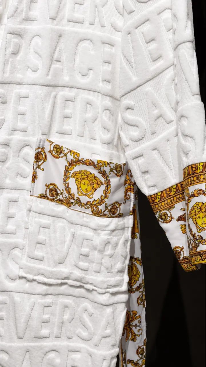 roupão versace barroco longo branco - Foto 2