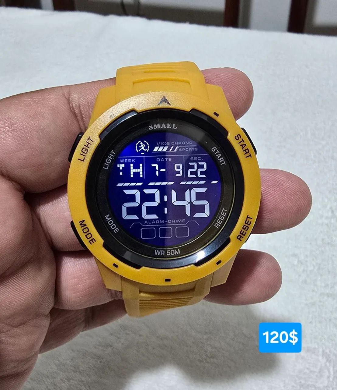 Relógio digital da SMAEL amarelo original 