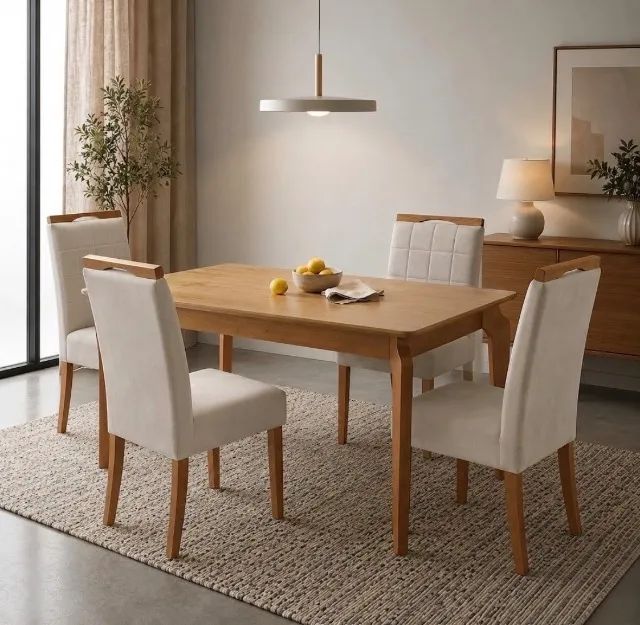 Conjunto Mesa e 4 Cadeiras Melbello 120 cm