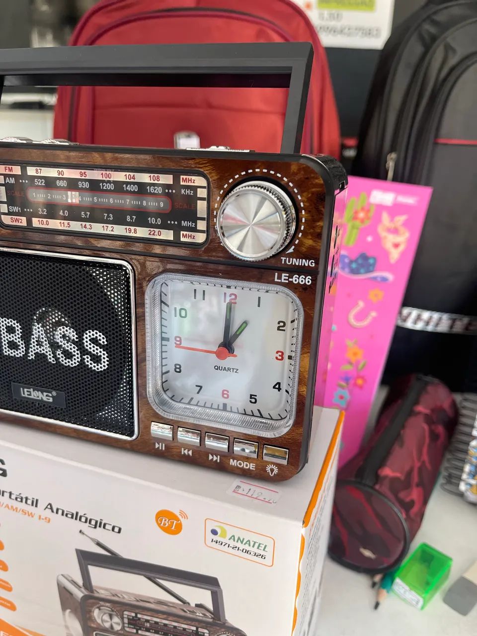 Rádio retrô AM FM com relógio ou sem 