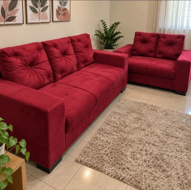 Sofá 2 e 3 Lugares Com Molas Espirais (Produto Novo)