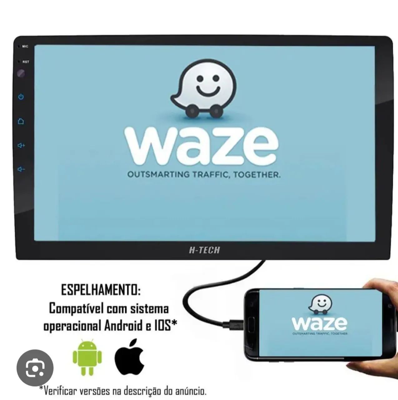 Multimídia h-tech 9" mais moudura palio - Foto 3