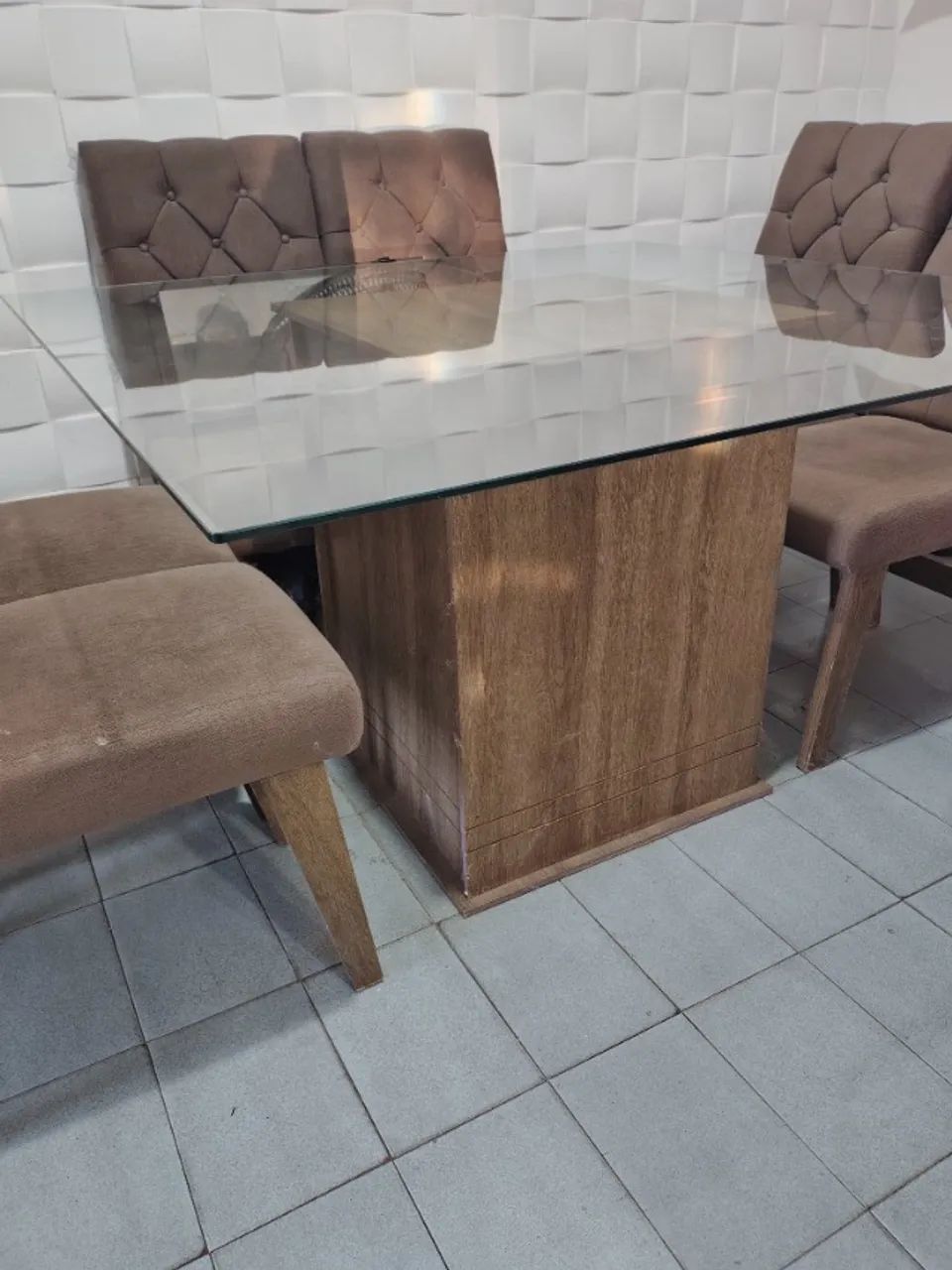 Mesa de jantar 8 cadeiras tampo de vidro  - Foto 4