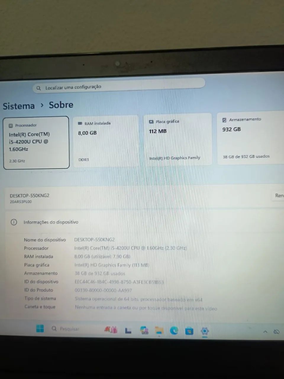 Notebook Lenovo i5 de 4° com 8gb de memória RAM e bateria boa  - Foto 5