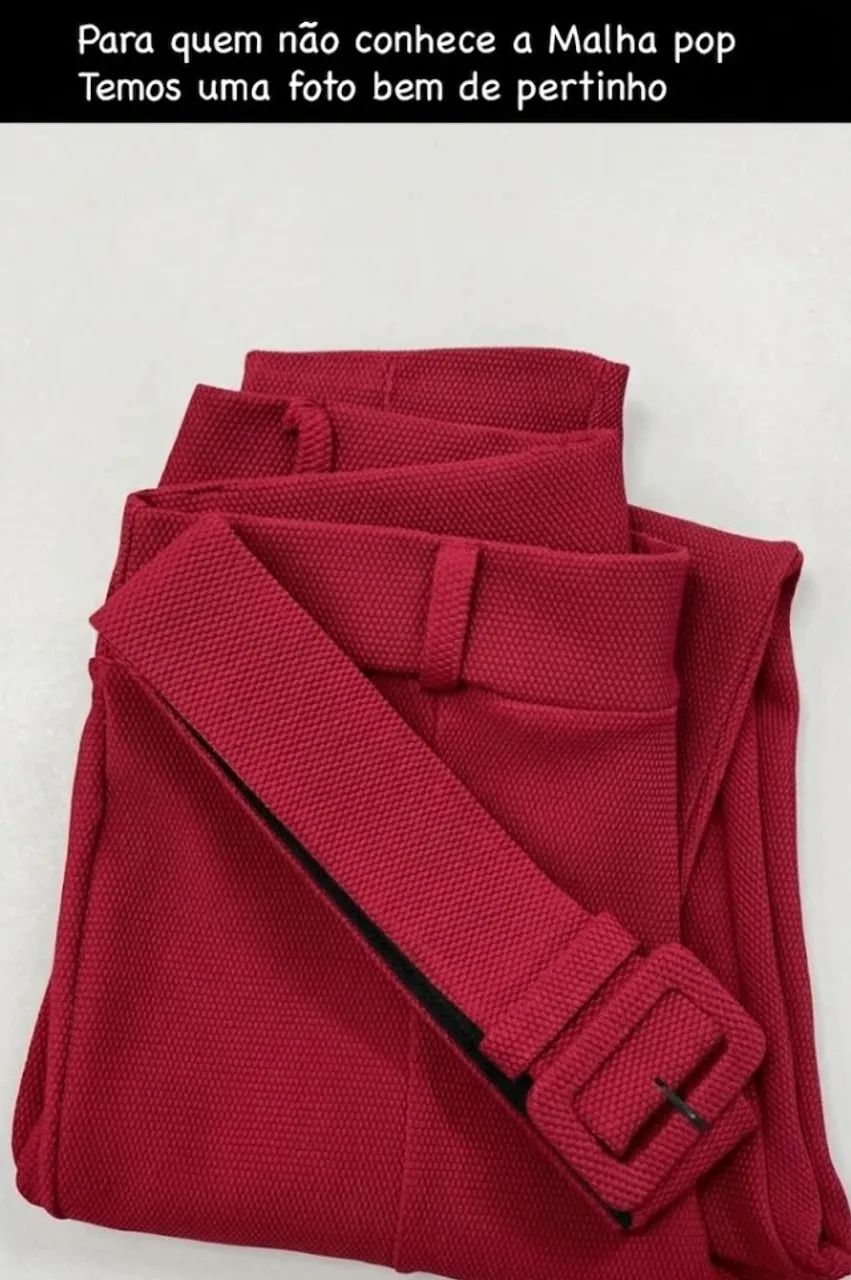 Calça vermelha com cinto NOVA - Foto 2