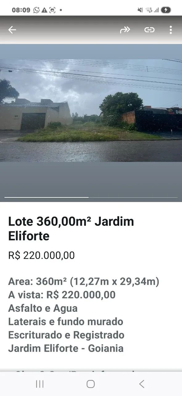 lote no setor eliforte-Goiânia