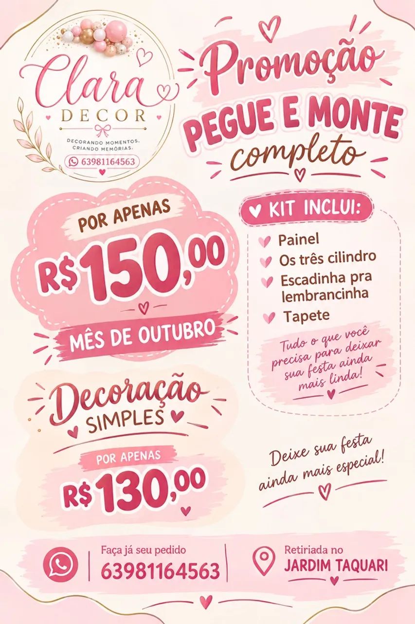 Promoção pegue e monte 