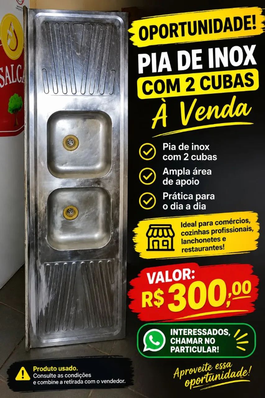 Pia inox 2 cubas