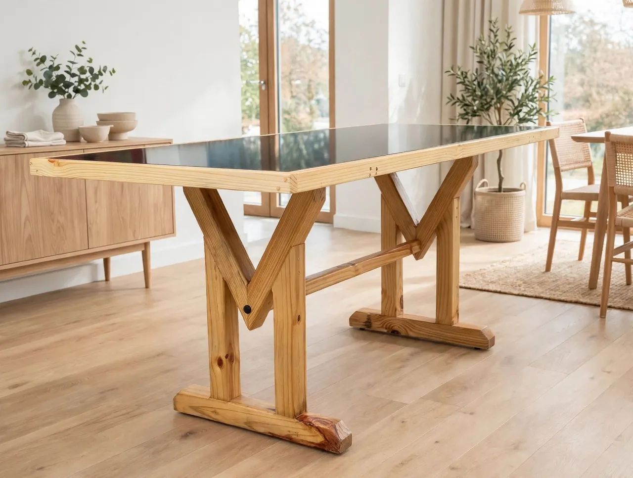 Mesa madeira maciça com vidro  - Foto 3