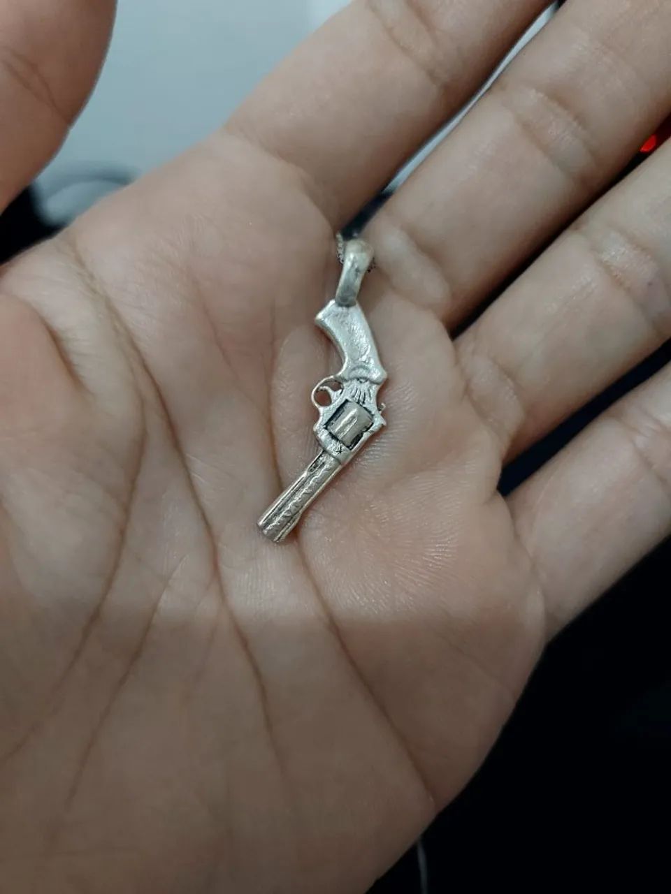 Pingente de prata revolve caçador + corrente de prata - Foto 2