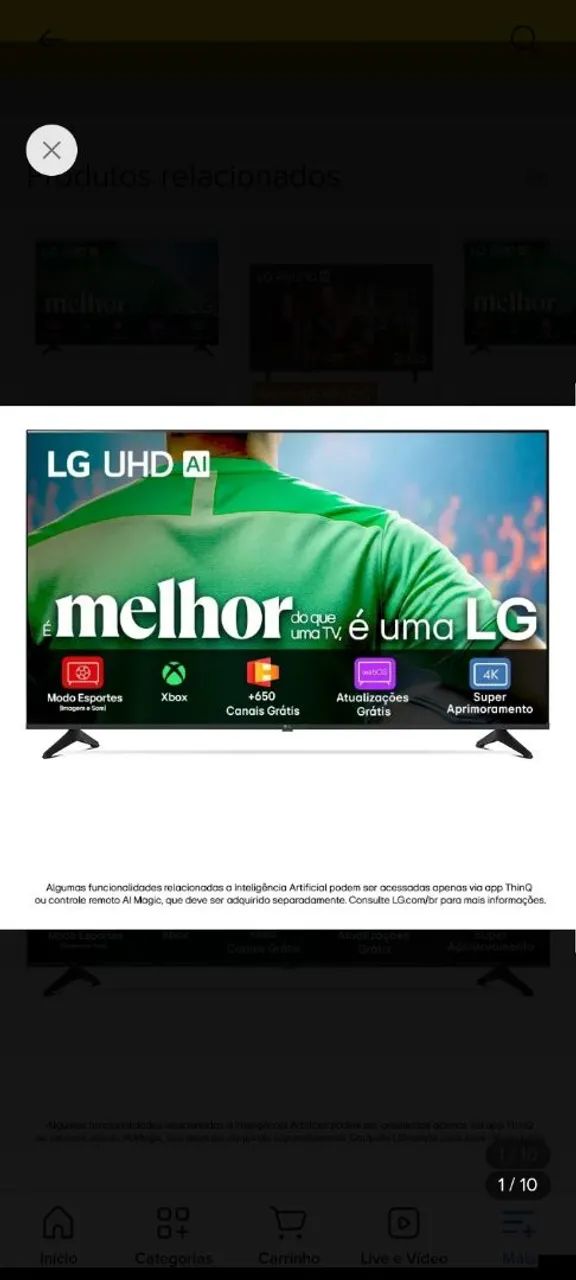 Smart TV LG UHD AI UA75 55 polegadas HDR10 Pro Processador ?7 AI Ger8 webOS 25 - Foto 2