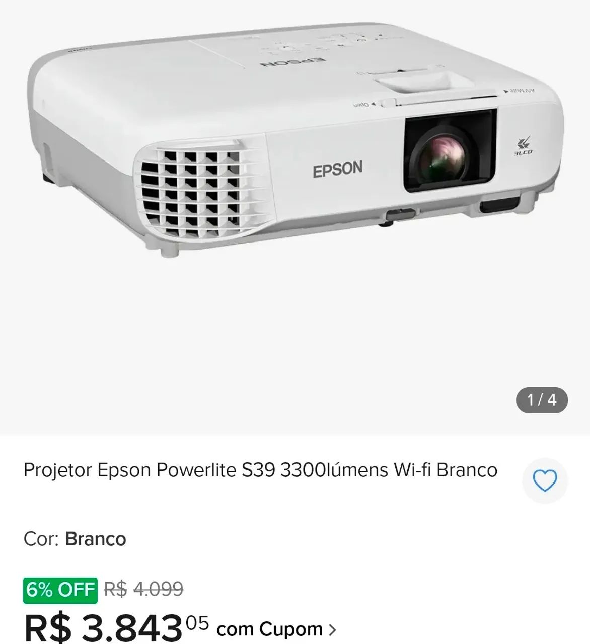 Projetor epson powerlite s39 projector - Foto 5