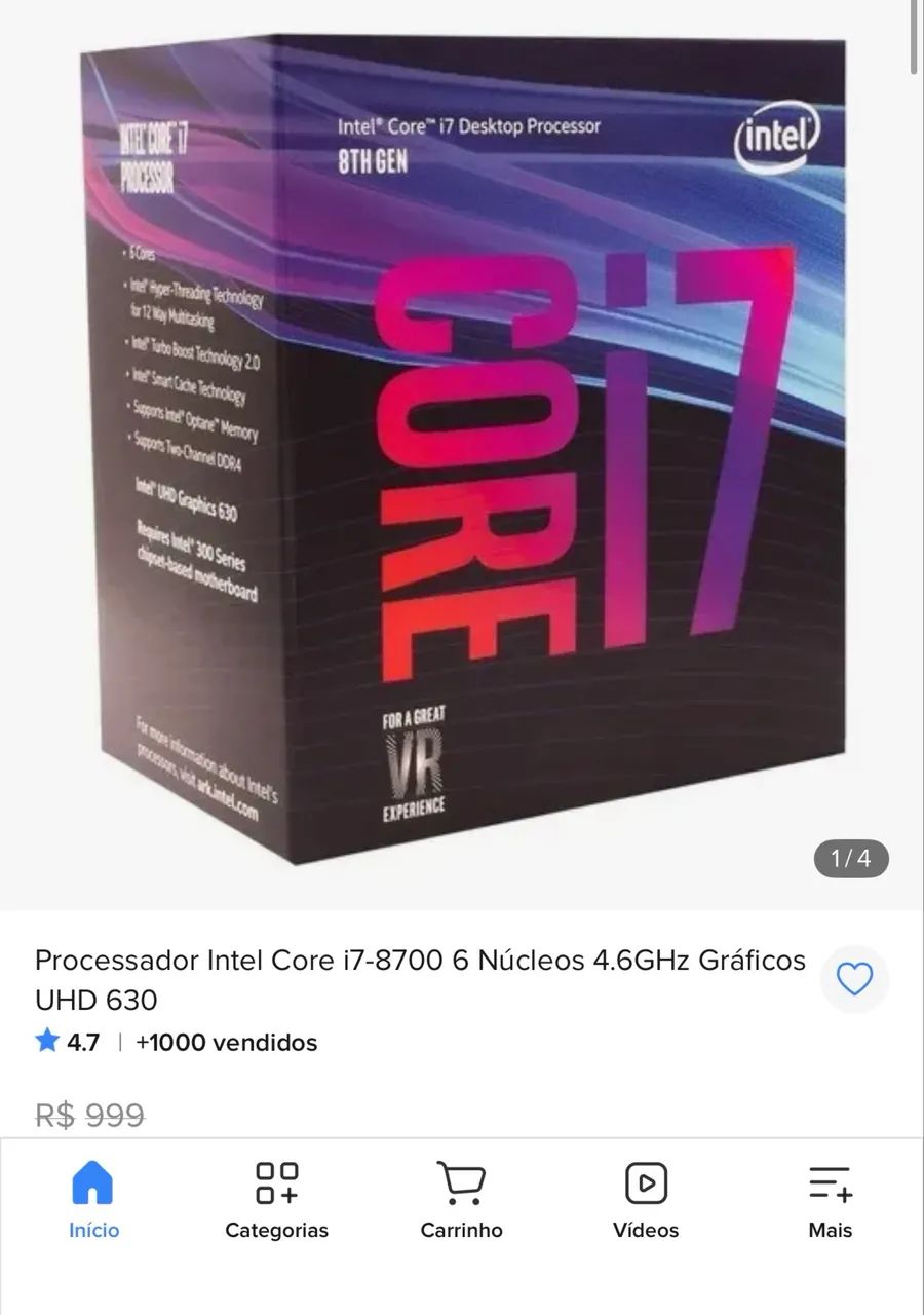 Processador i7 8700