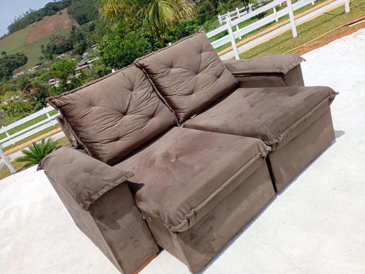 Sofa retratil 2m marrom top !!! - Foto 4
