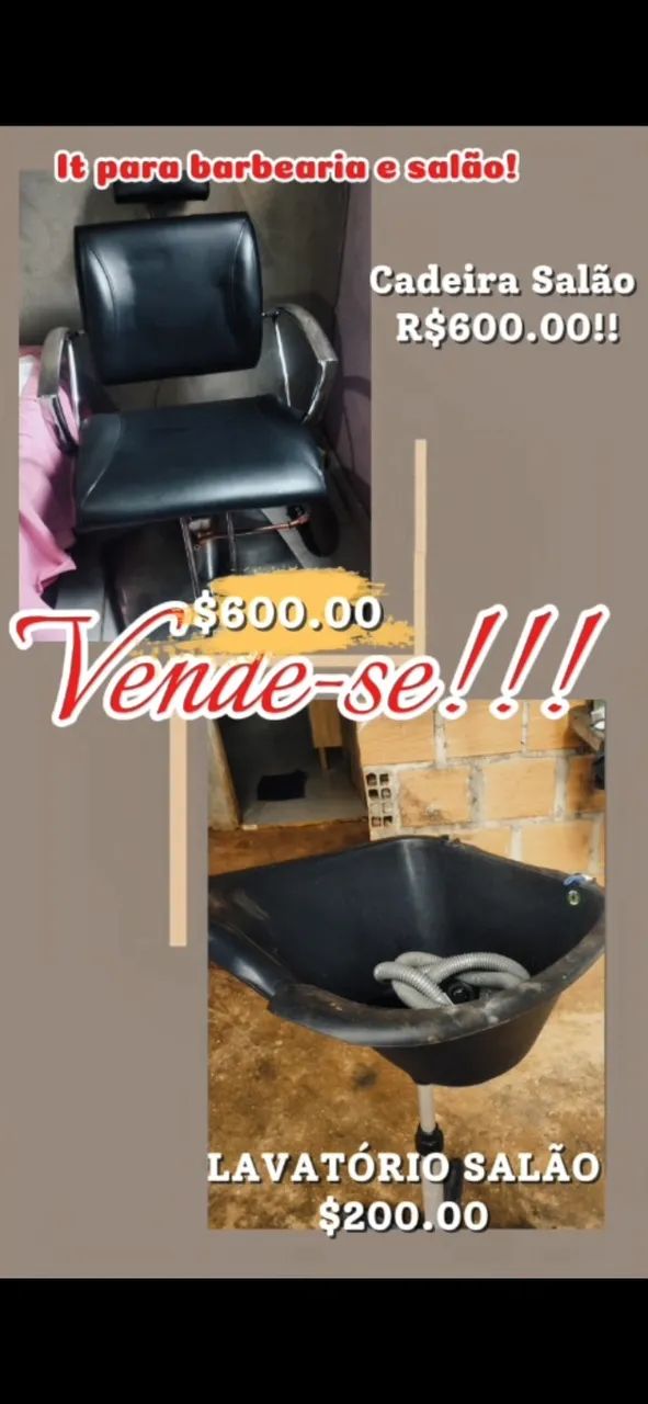 CADEIRA BARBEARIA SALÃO + LAVATÓRIO 