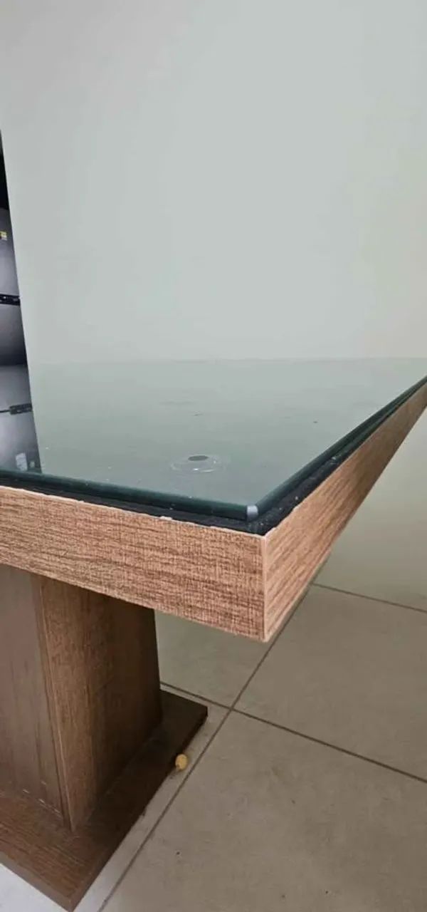 Mesa de jantar retangular com tampo de vidro  - Foto 2