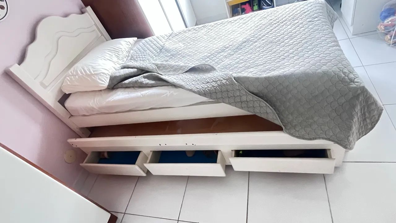 Bicama de Madeira Maciça com gaveteiro + Brinde (colchão D33 Castor - Foto 5