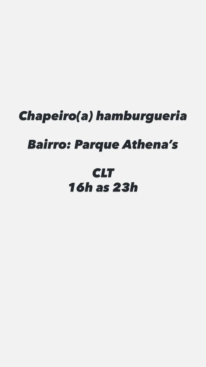 Chapeiro(a) hamburgueria 