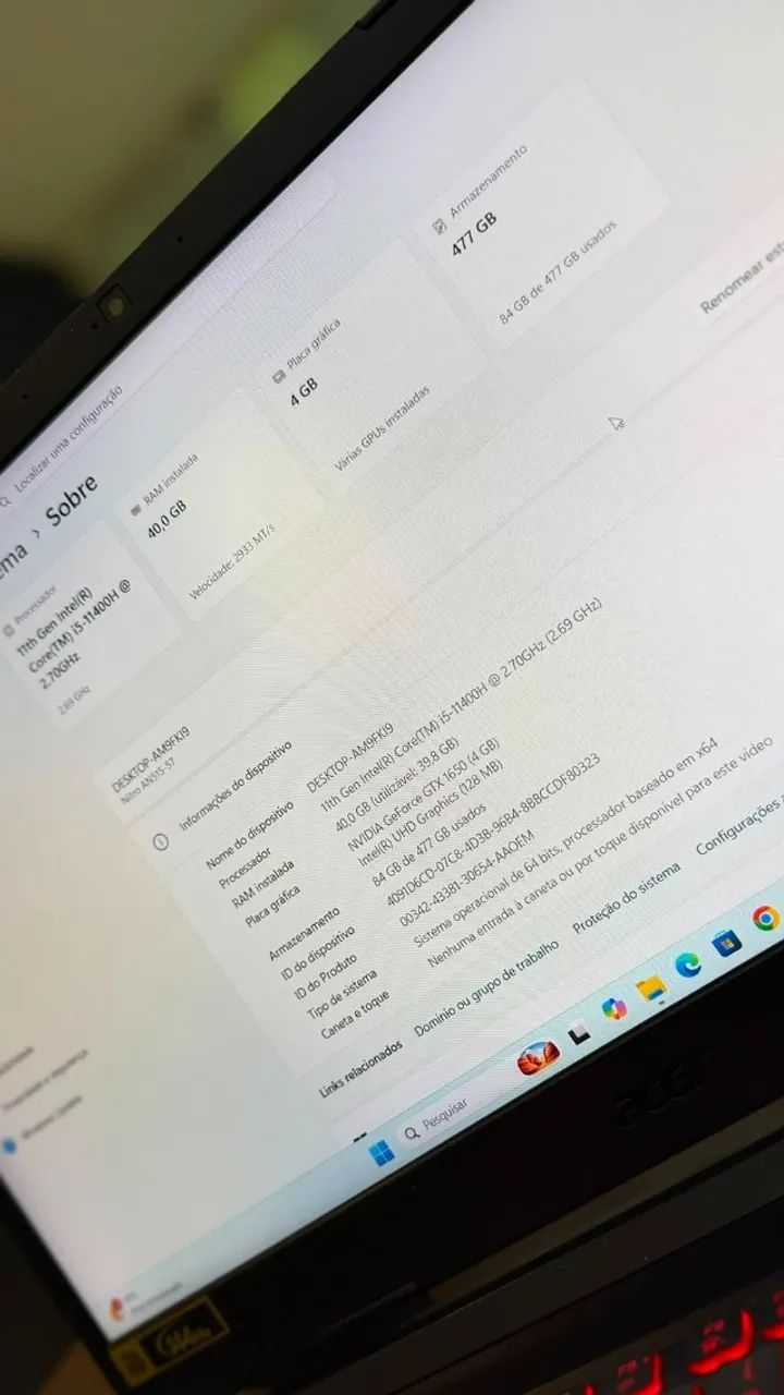 Notebook Nitro 5 15.6 polegadas 40GB RAM - Foto 2