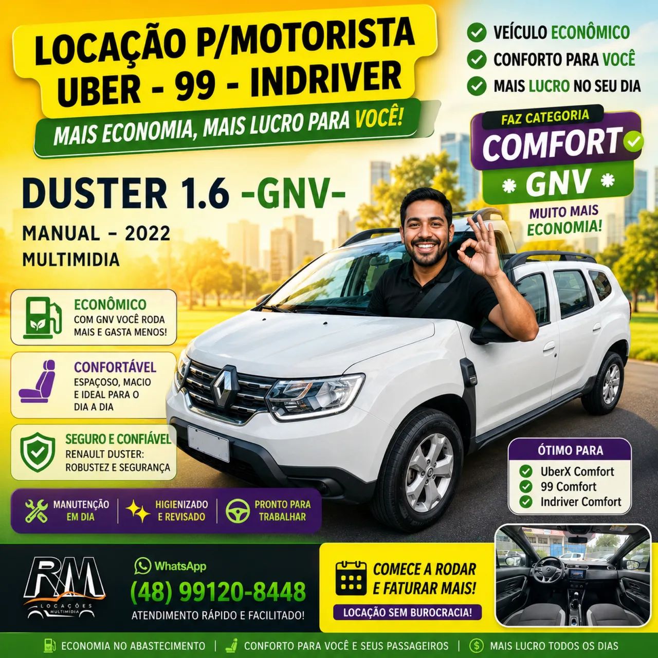 Aluguel Locação veículo motorista aplicativo 