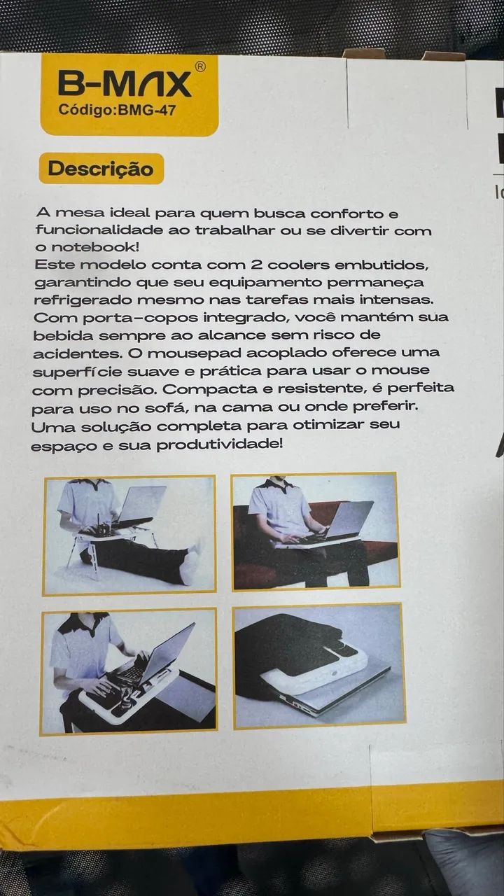 Mesa para notebook com cooler e regulagem de altura  - Foto 2