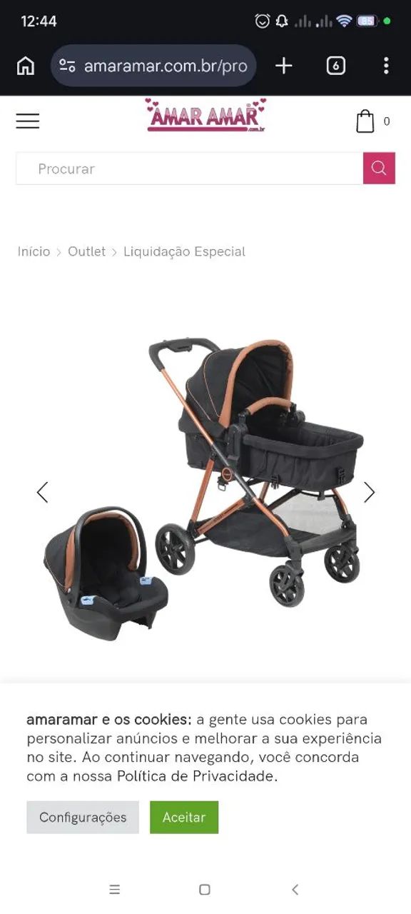 Carrinho de bebê Burigotto Materna com bebê conforto - Foto 3